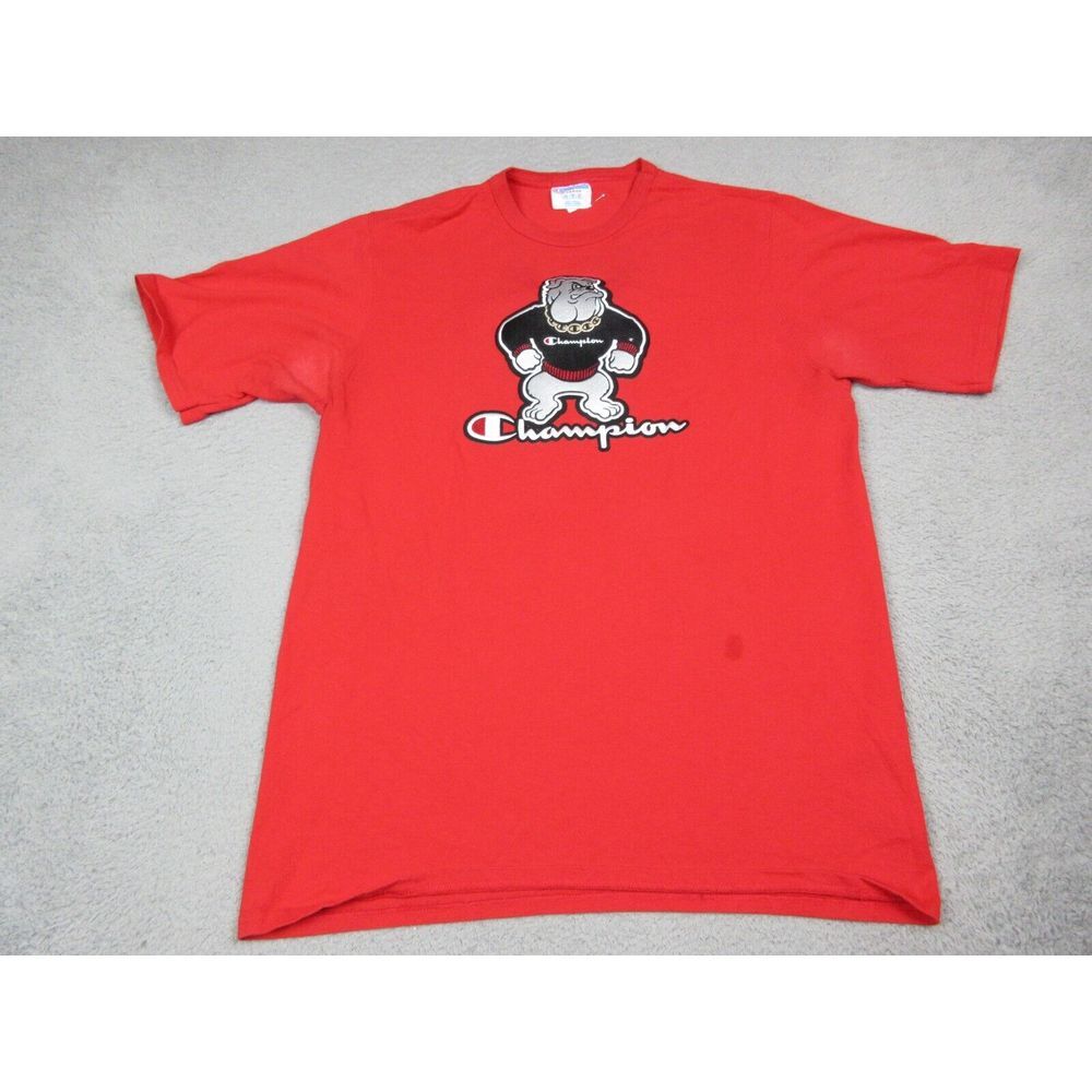 VINTAGE Champion Shirt Mens‎ Extra Large Red Logo Bulldog Casual Athletic